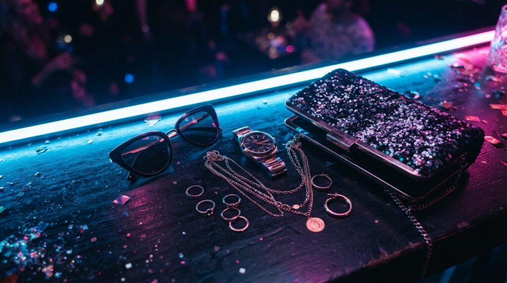 Close-up fashion photography of stylish student party access