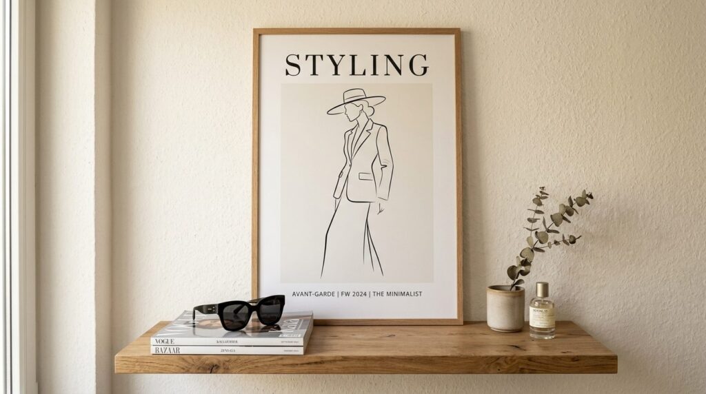 Close-up detail shot of a 70x100 cm minimalist fashion poste