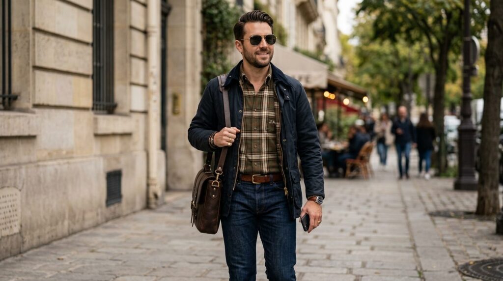 Modern menswear styling photograph featuring a custom person